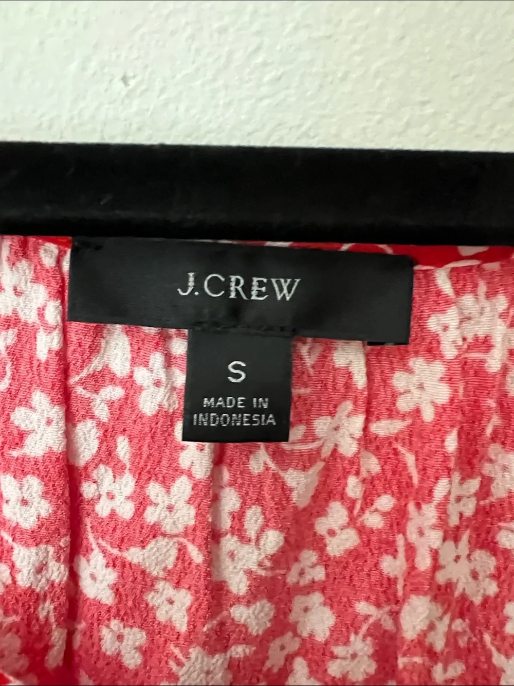 J. Crew Red and White Floral Scoop Neck Blouse